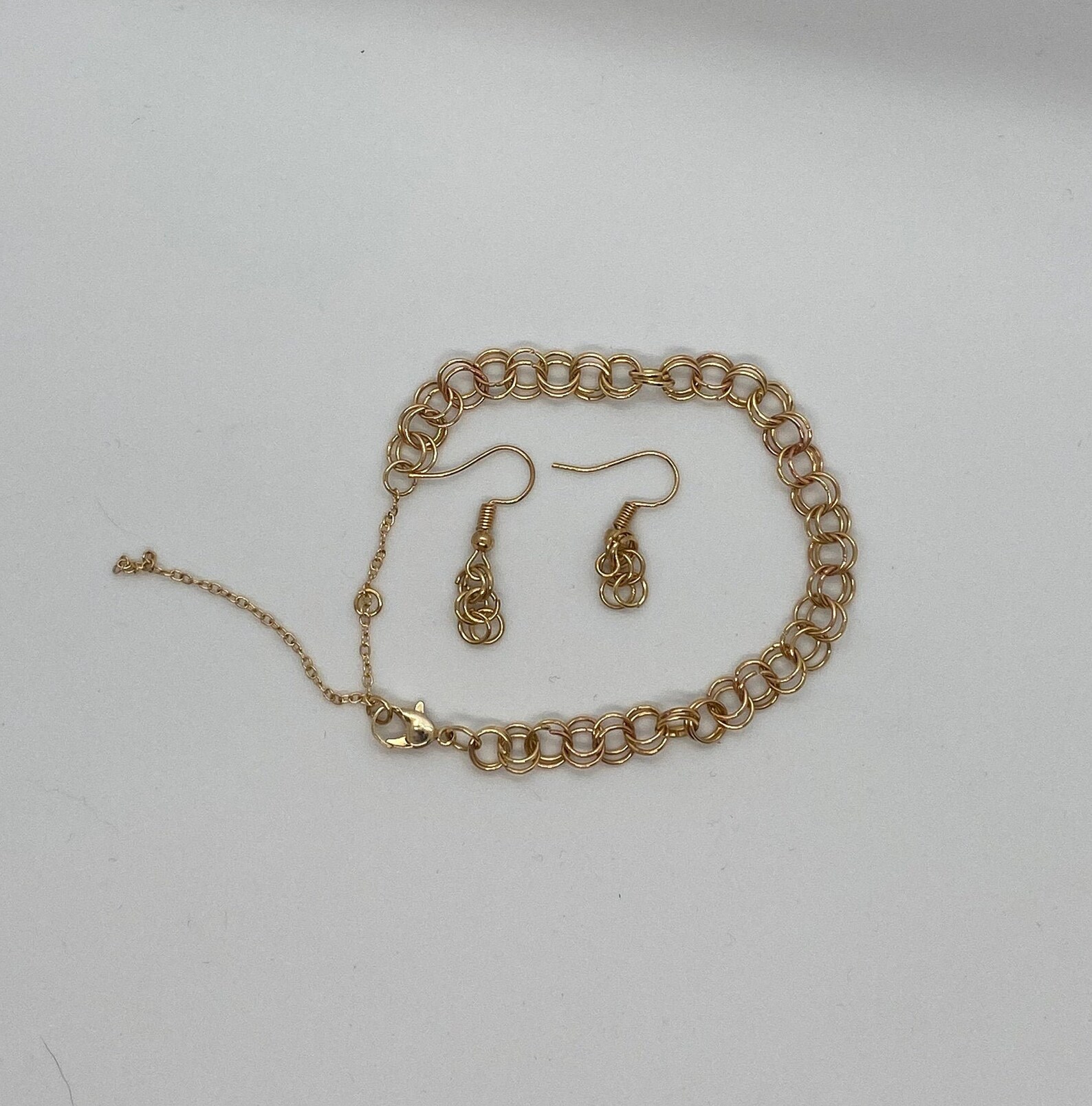 Gold plated Bracelet With Lobster Clasp and Matching Earrings Etsy