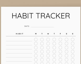 Printable Habit Tracker | Minimalist Weekly Habit Planner | Simple Routine Tracker PDF | A4 A5 Letter Sizes | Instant Download