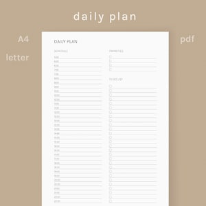 Planificador diario de media hora imprimible, horario de media hora, lista de tareas diarias, A4 y carta, PDF