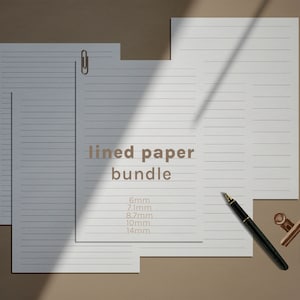Do druku papier w linie, arkusz w linie, papier cyfrowy, szablon dziennika, PDF, A4, A5, list