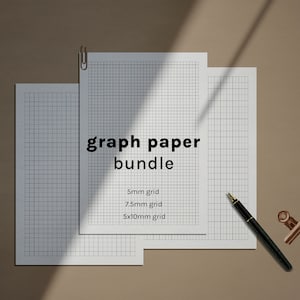 Printable Graph Paper Bundle | 5mm, 7.5mm, 5x10mm Grid Sheets | A4, A5, Letter & Half Letter | Digital Graph Journal Templates PDF Download