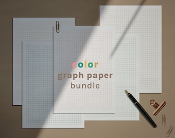 Printable colored graph paper, color graph paper, note sheet, PDF, A4, A5, letter, half letter