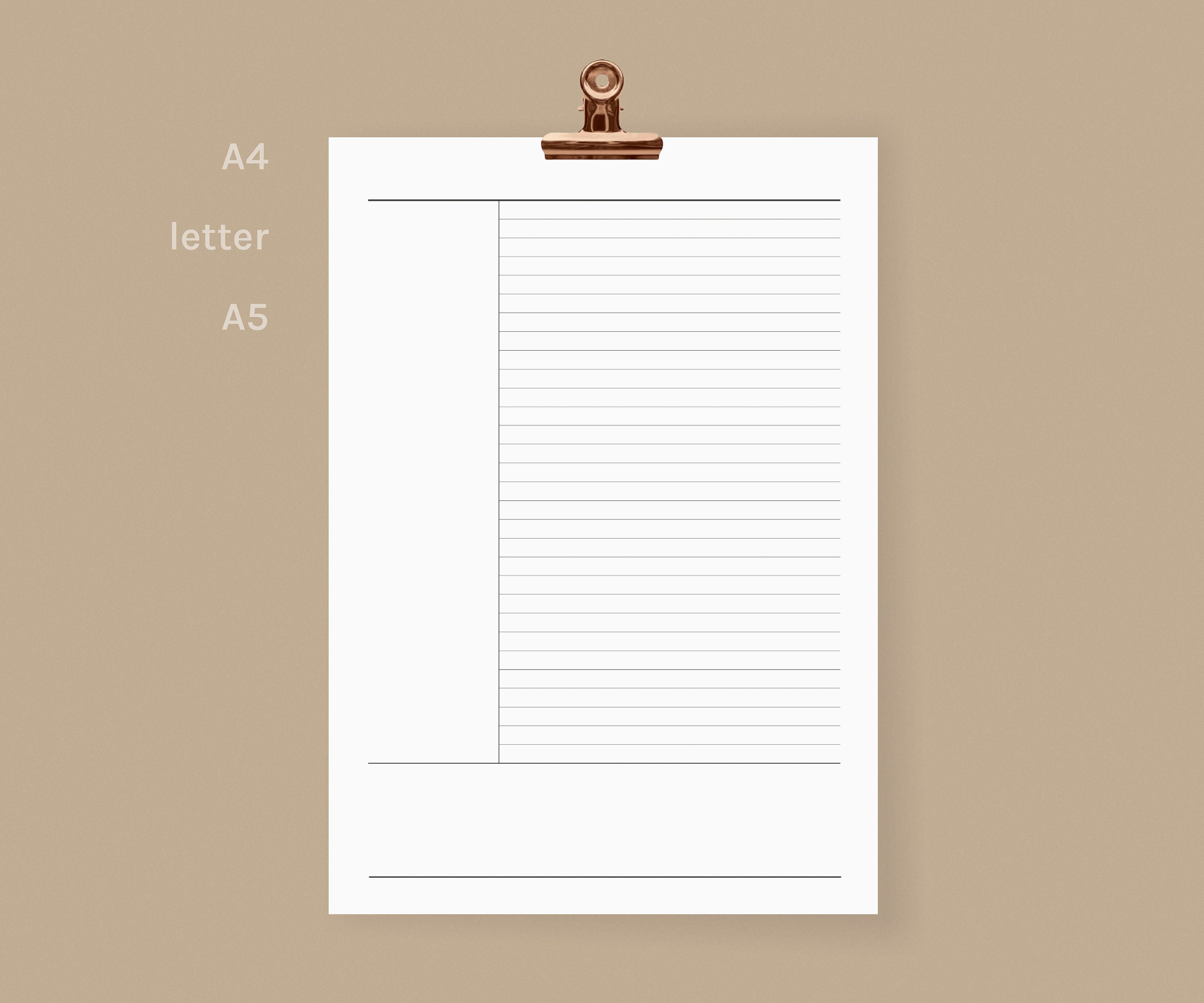 Printable Cornell Notes Paper, Lined Study Sheets, Minimalist Cornell ...
