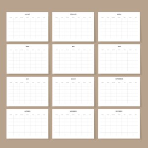 Printable Blank Calendar - Minimalist Calendar Template - Monday/sunday ...