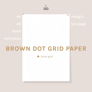 Papel cuadriculado de puntos marrones para imprimir, papel punteado digital, bullet journal de colores, hoja, PDF, A4, A5, carta, media carta