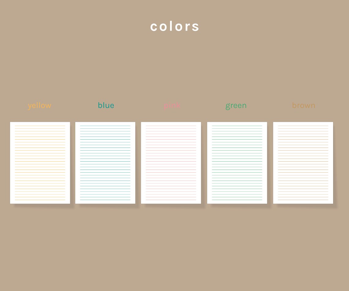 Printable Color Lined Paper, Lined Sheet, Digital Paper, Journal ...