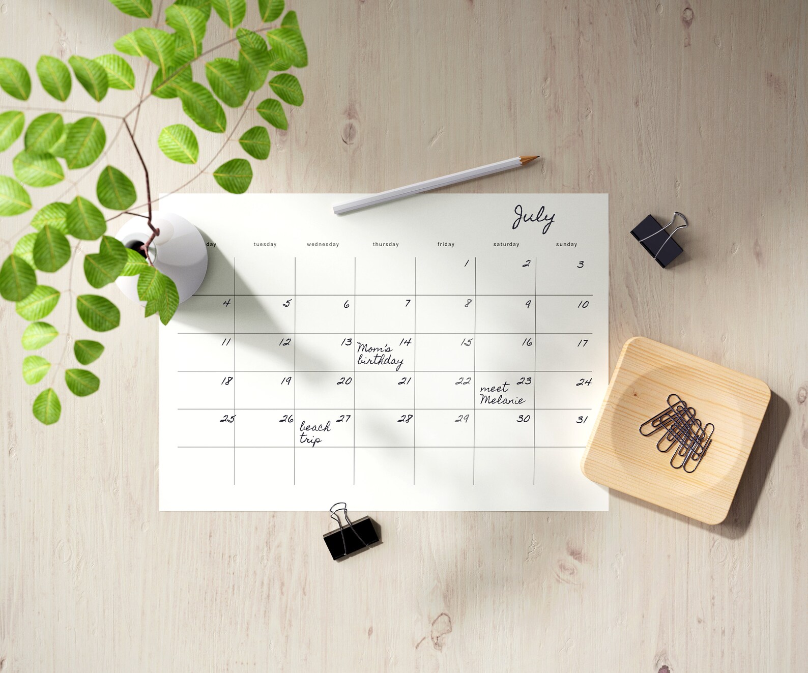 Printable Undated Calendar, Minimalist Calendar Template, Monday/sunday Start, A4, Letter, PDF ...