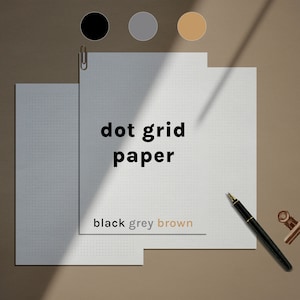 Papel pontilhado para impressão - Papel pontilhado preto, cinza, marrom - Folha pontilhada para impressão - Páginas de diário - PDF - A4 - A5 - carta, meia carta