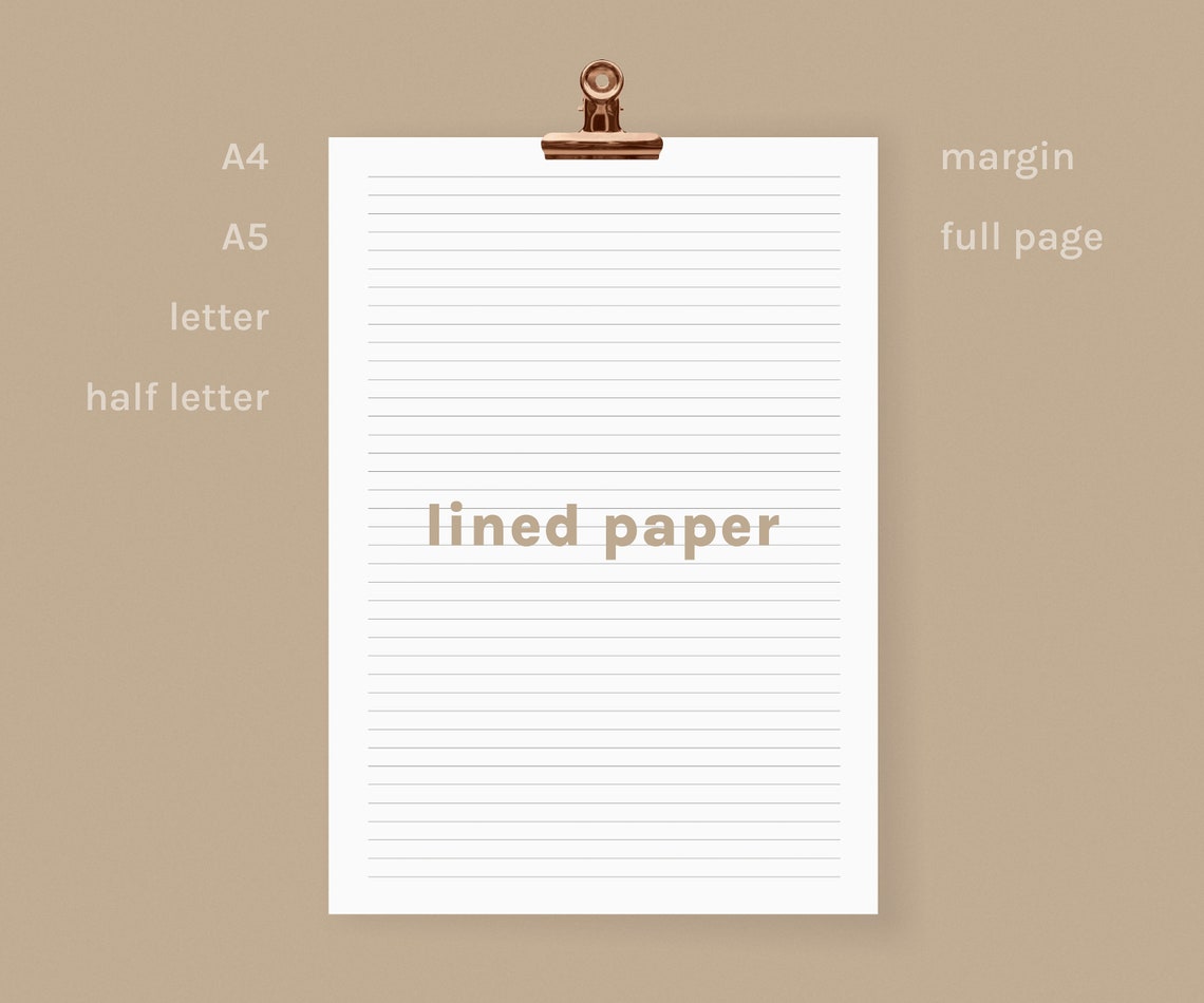 Printable Lined Paper Lined Sheet Digital Paper Journal - Etsy