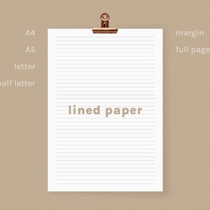 Do druku papier w linie, arkusz w linie, papier cyfrowy, szablon dziennika, PDF, A4, A5, list
