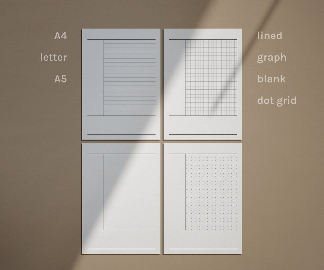 Printable Cornell Notes Paper Bundle, Lined, Graph, Dot Grid and Blank ...