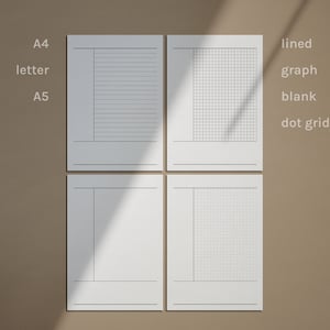 Pacchetto di fogli di appunti Cornell stampabili, fogli di studio a righe, grafici, a griglia di punti e vuoti, appunti Cornell minimalisti, A4, lettera, A5, PDF