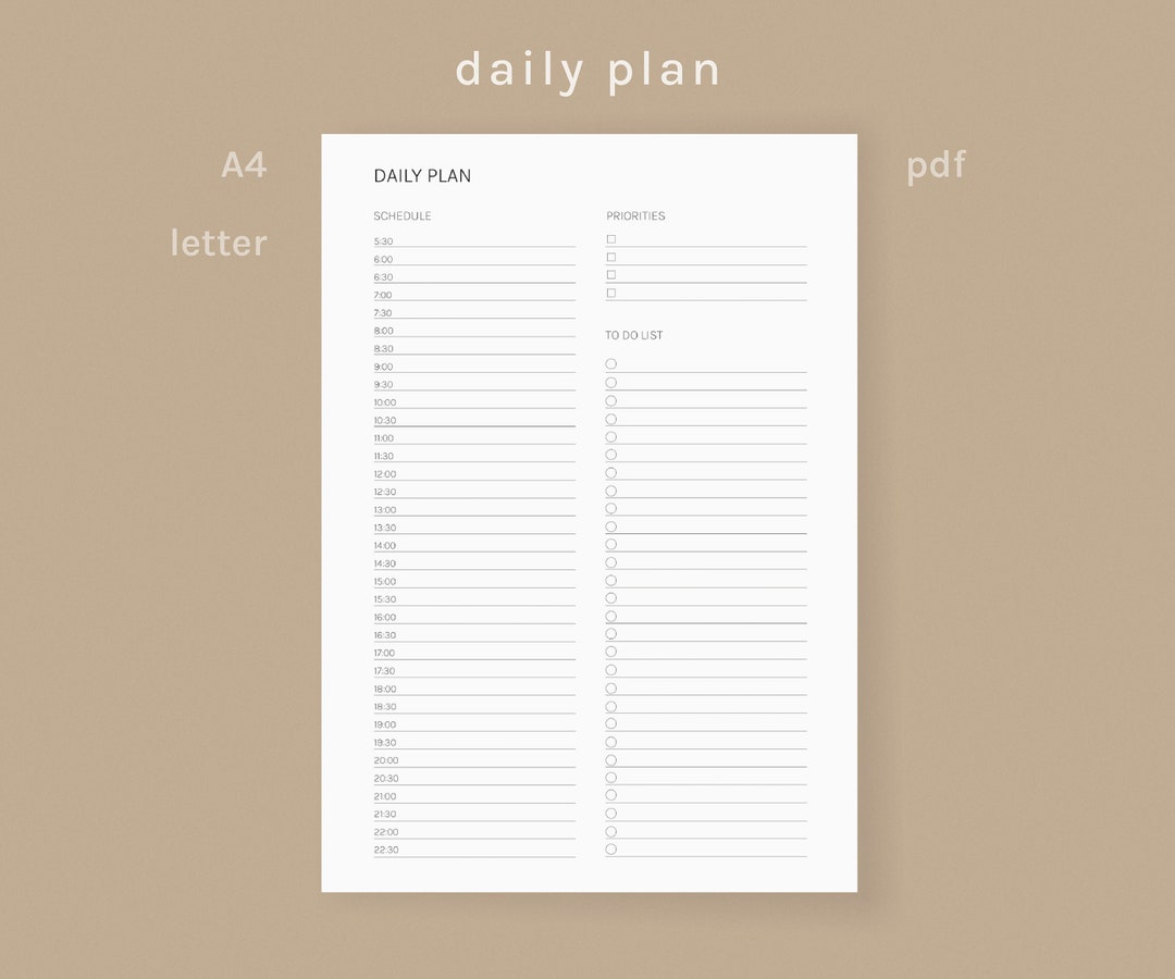 Daily Half-hour Printable Planner, Half-hour Schedule, Daily to Do List ...