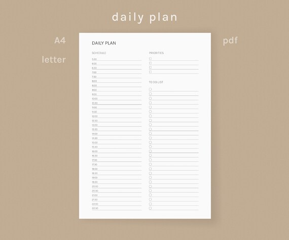 Daily Half-hour Printable Planner Half-hour Schedule Daily - Etsy