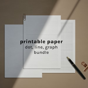 Druckbares Papier Paket | Liniertes Papier, Rasterpapier, Dot Grid | Digitales Papier für Planer, Notizen | A4, A5, Letter, Half Letter | PDF-Download