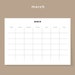 Printable Blank Calendar Minimalist Calendar Template Monday/sunday ...