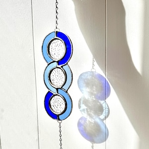 Infinity Loop with Crystal Drop in Tahoe, stained glass