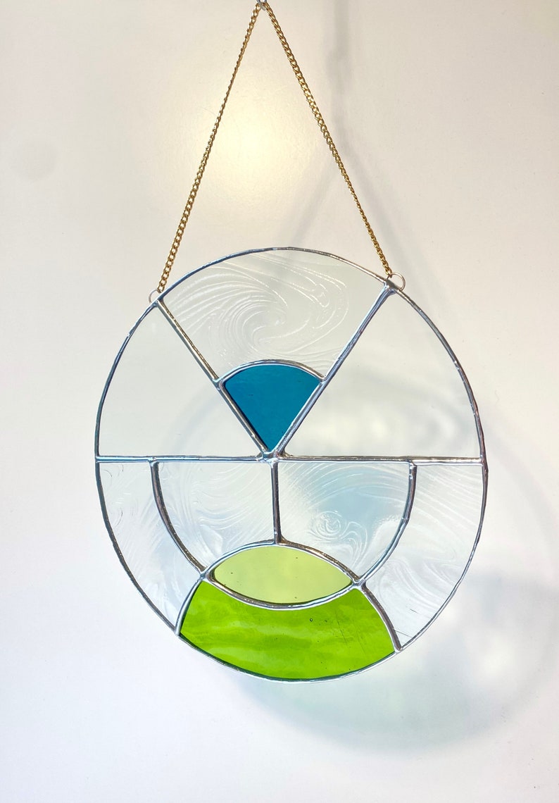 Large Modern Geometric Circle in Lime, Stained Glass Wall Hanging ...