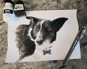 Custom Listing for 8"x10" Pen and Ink Pet Portrait - Etsy