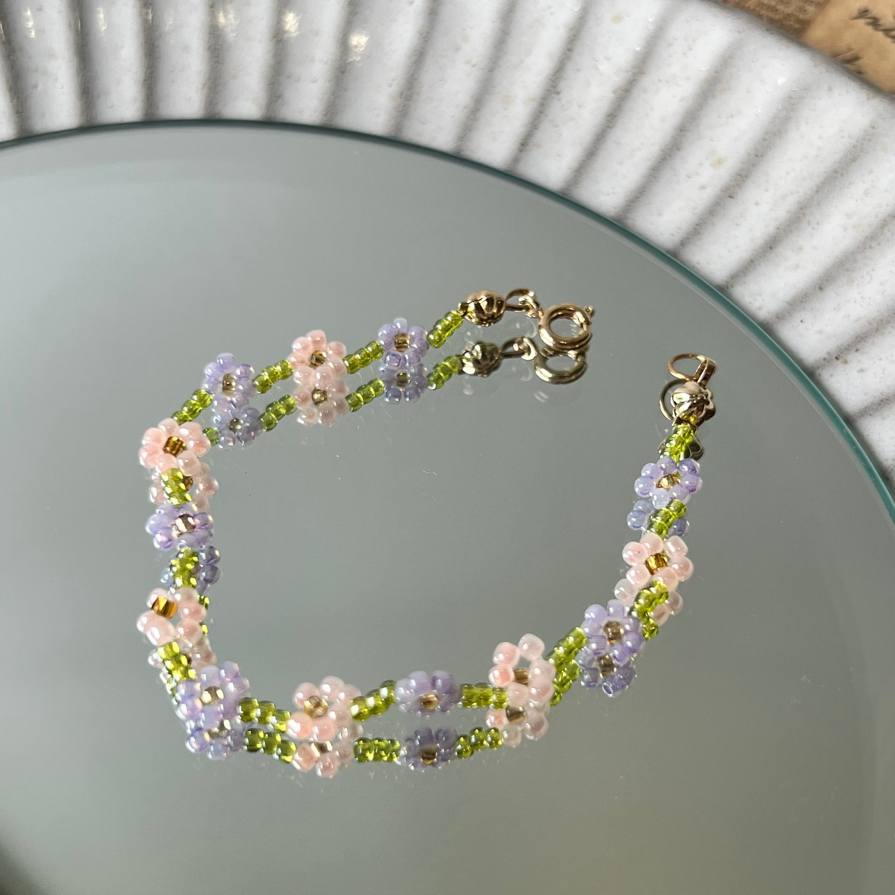 Flower Blossom Bracelet -  in 2023  Blossom bracelet, Spring bracelet,  Bracelets handmade beaded