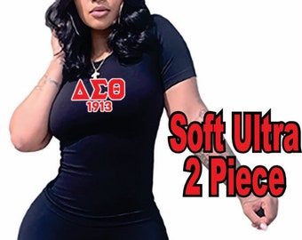 Delta Sigma Theta Soft Ultra 2 Piece High Rise Ladies Fit Shirt & Leggings Set