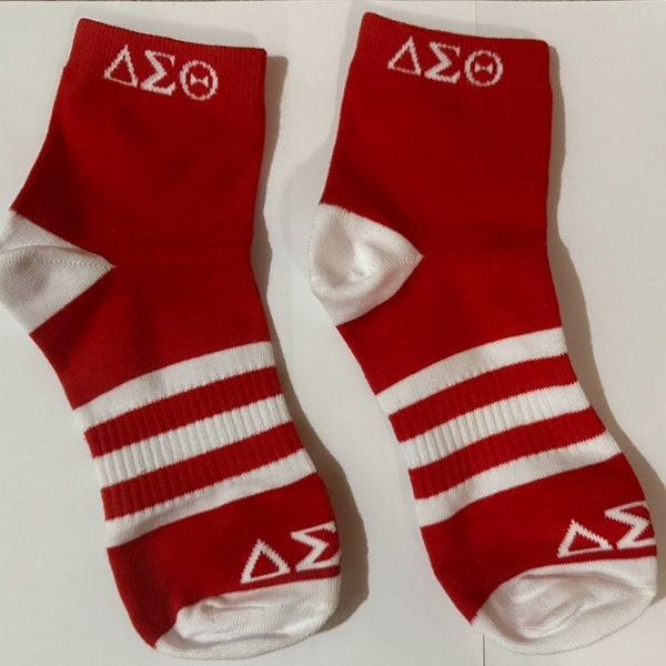 Delta Sigma Theta Red/White Ankle Socks - Fit Sizes 5-10