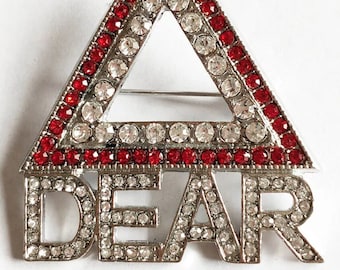 Delta Dear Rhinestone Brooch Lapel Pin, Delta Sigma Theta Pin