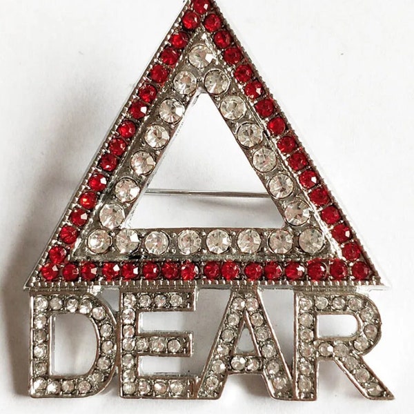 Delta Dear Rhinestone Brooch Lapel Pin, Delta Sigma Theta Pin