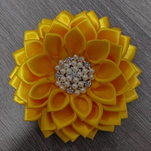 OES Flower Brooch with Magnetic backing Yellow Flower