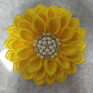 Yellow Flower Brooch Lapel Pin with Magnetic backing