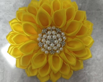 Yellow Flower Brooch Lapel Pin with Magnetic backing