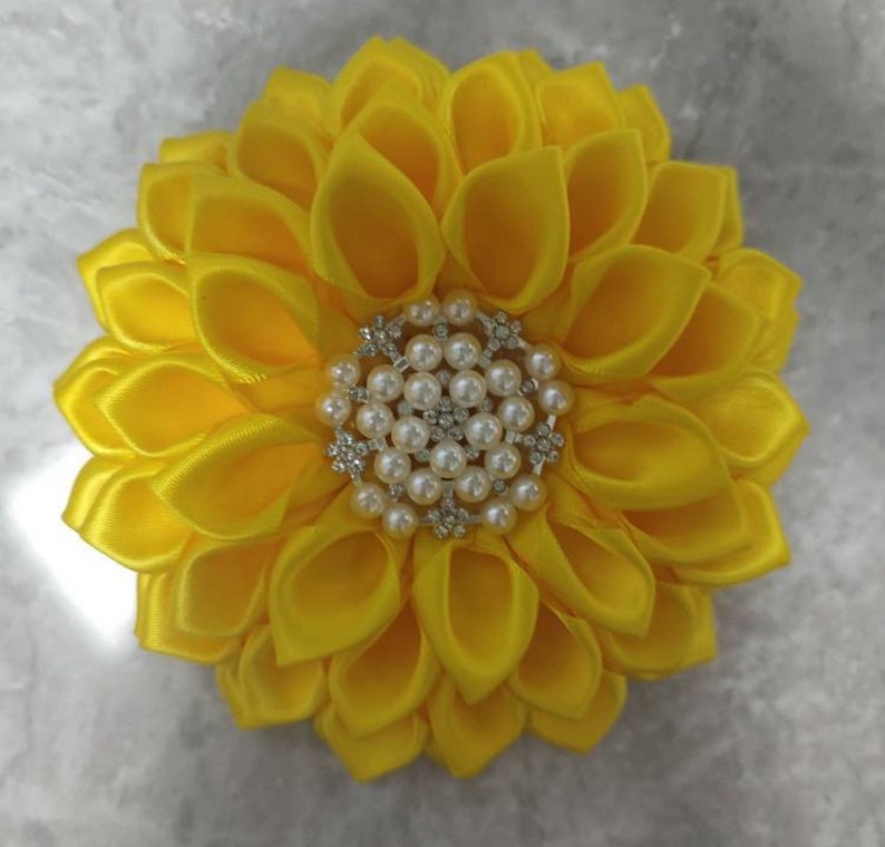 Yellow Flower Brooch Lapel Pin with Magnetic backing image 1