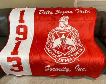Delta Sigma Theta Fleece Throw Blanket with Custom Embroidery Option. Perfect Gift Idea!