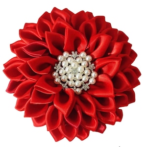 Delta Sigma Theta African Violet Satin Brooch Red Flower