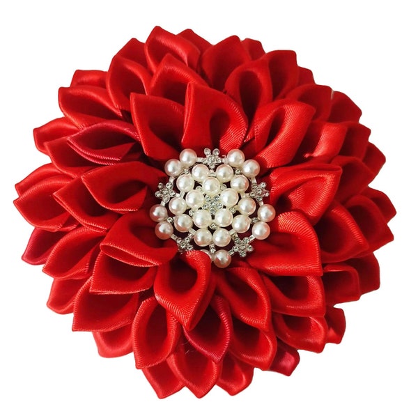 Delta Sigma Theta Red Flower Brooch with Magnetic backing