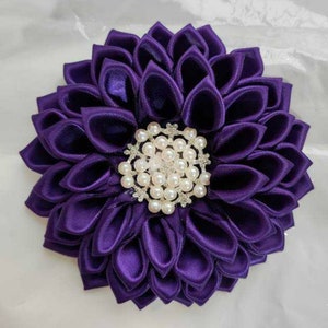 Delta Sigma Theta African Violet Satin Brooch Purple Flower