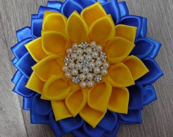 Satin Corsage Flower Brooch Lapel with Magnetic Backing