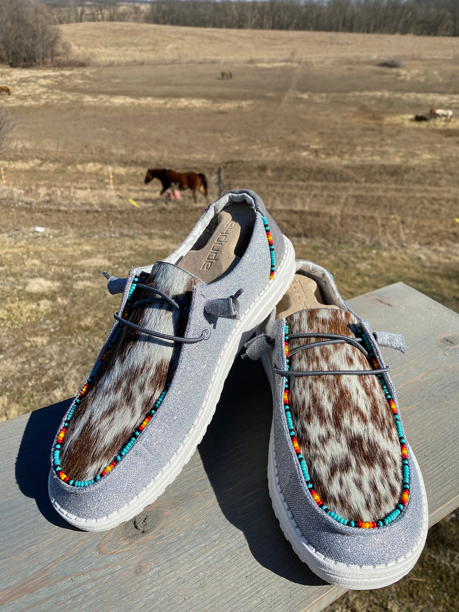 Cowhide Hey Dudes With Beads Etsy