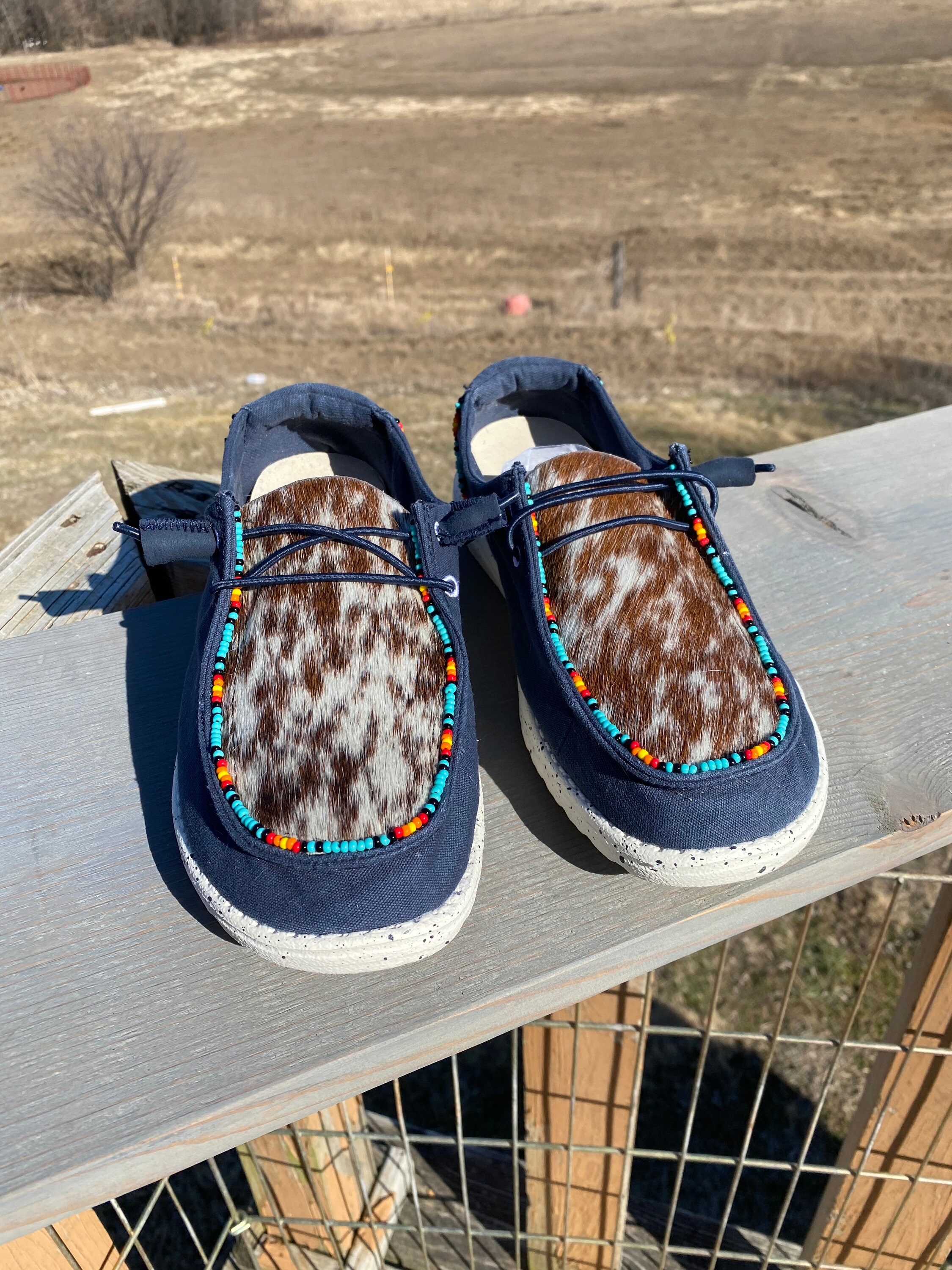 Cowhide Hey Dudes With Beads Etsy