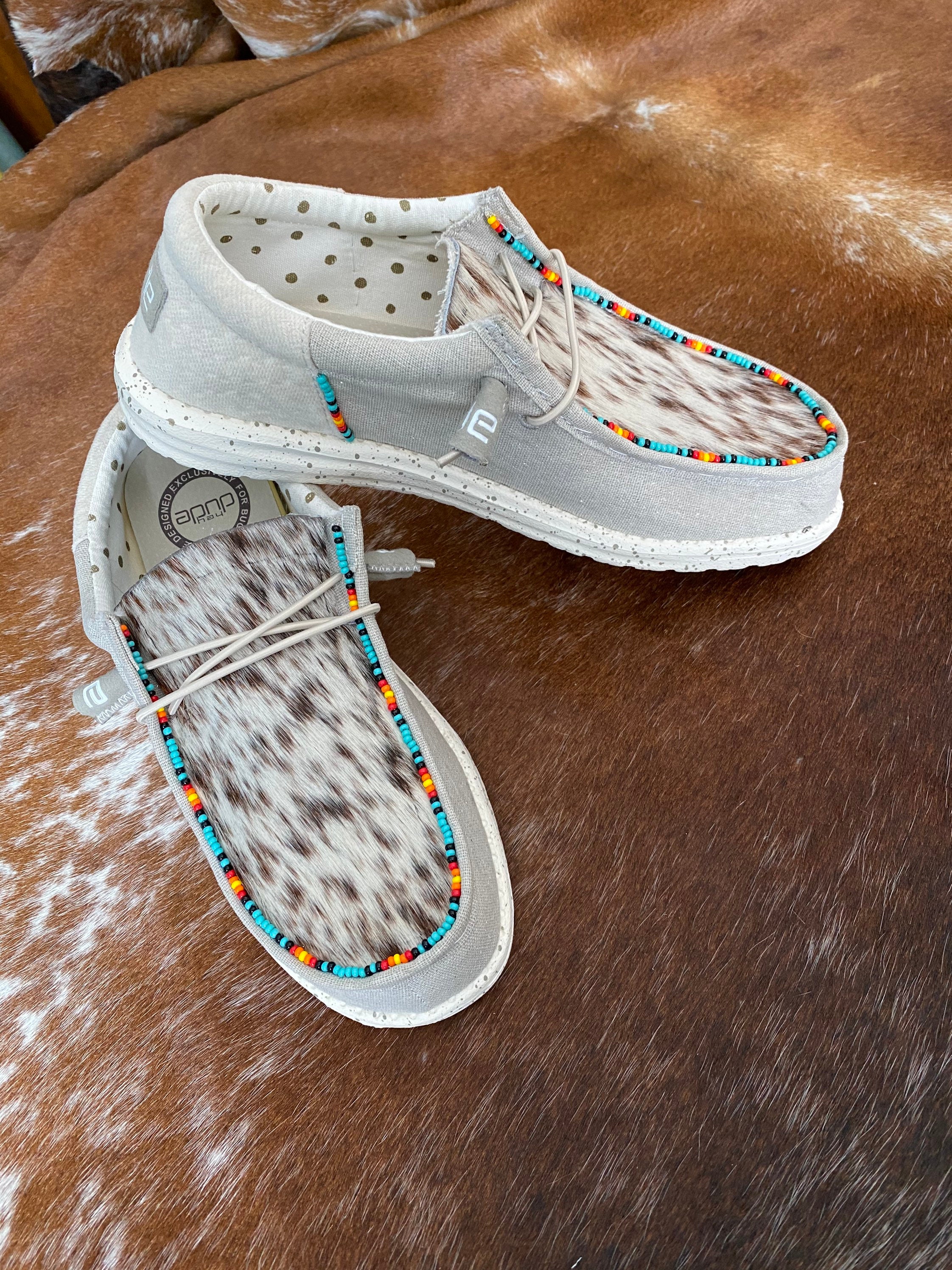 Cowhide Hey Dudes With Beads Etsy