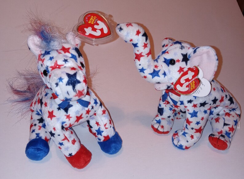 Lefty the Donkey and Righty the Elephant 2004 Beanie Babies Etsy