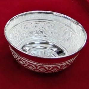 999 fine solid silver handmade small bowl for baby serving, pure silver vessel, silver utensils, home kitchen accessories puja bowl