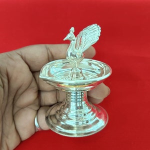 Silberner Pfau Deepam für Pooja Diyas