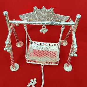 925 Pure silver handmade Bal Gopala jhula, little Krishna swing, child Krishna palana, silver jhula, laddu gopal jhula, silver art handmade