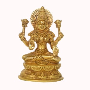 Brass Lakshmi Goddess of Wealth Statue