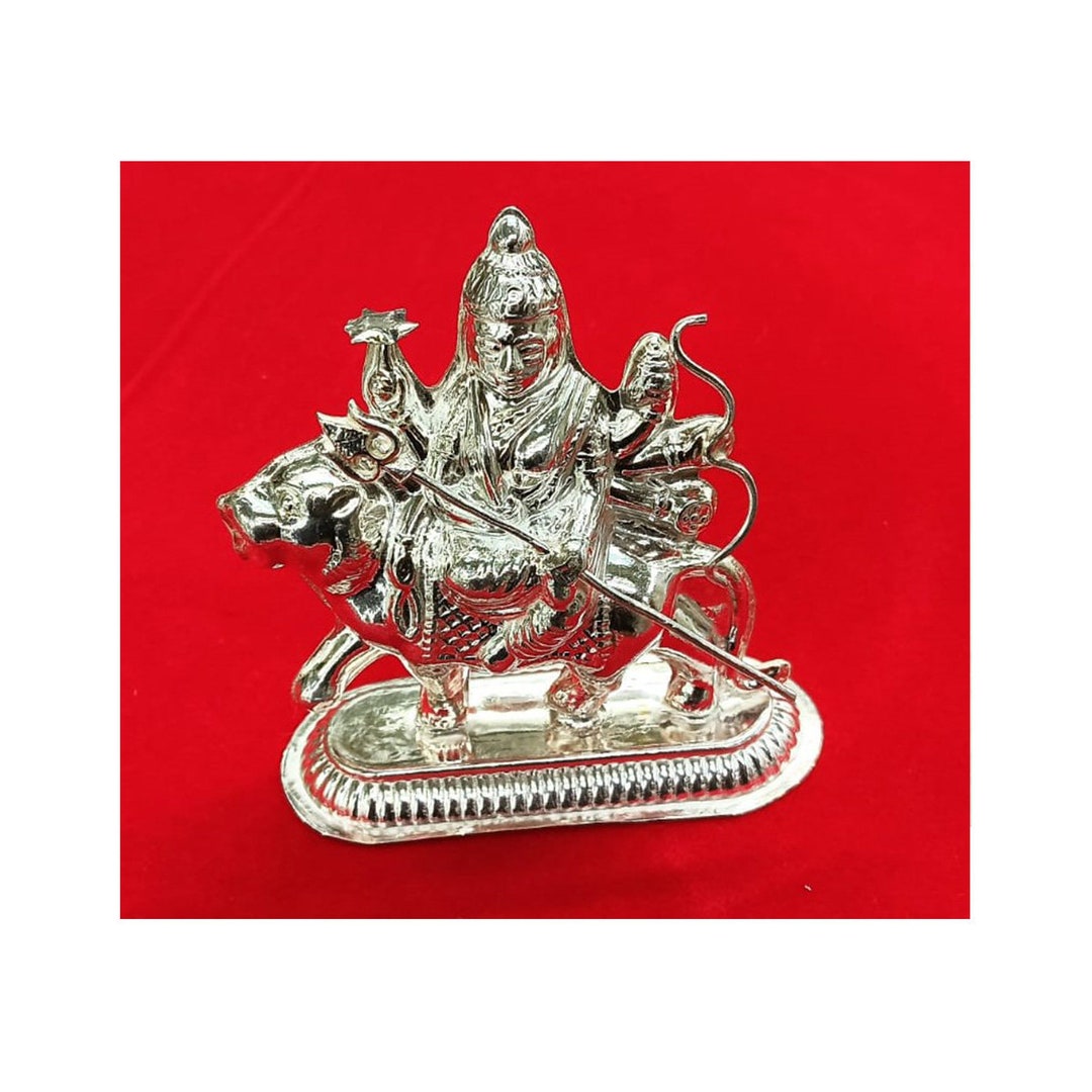 Pure Silver Durga Idol for Worship, Home Temple Usage of Maa Durga Idol
