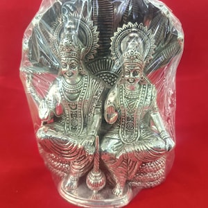 Silver Laxmi Narayan with Sheshnag / Lord Vishnu and Goddess Lakshmi Idol
