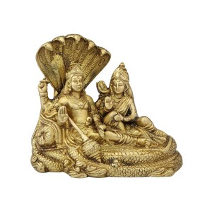 Brass Laxmi Narayan With Sheshnaag Statue