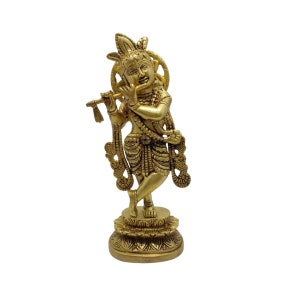 Brass Standing Lord Krishna Idol Statue