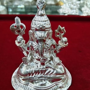 Pure Silver Small Size Holllow Ganesh Idol for Personal Use, Temple Usage or Gifting Purpose